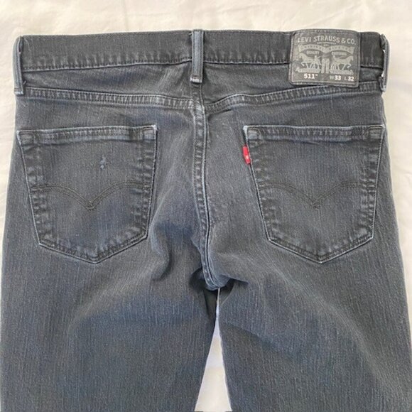 LEVI STRAUSS 511 Straight Leg Faded Black Denim Jeans 33 x 32 - Picture 10 of 14